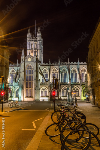 ENGLAND, BATH - 20 SEPTEMBER 2015: Bath Abbey by night E