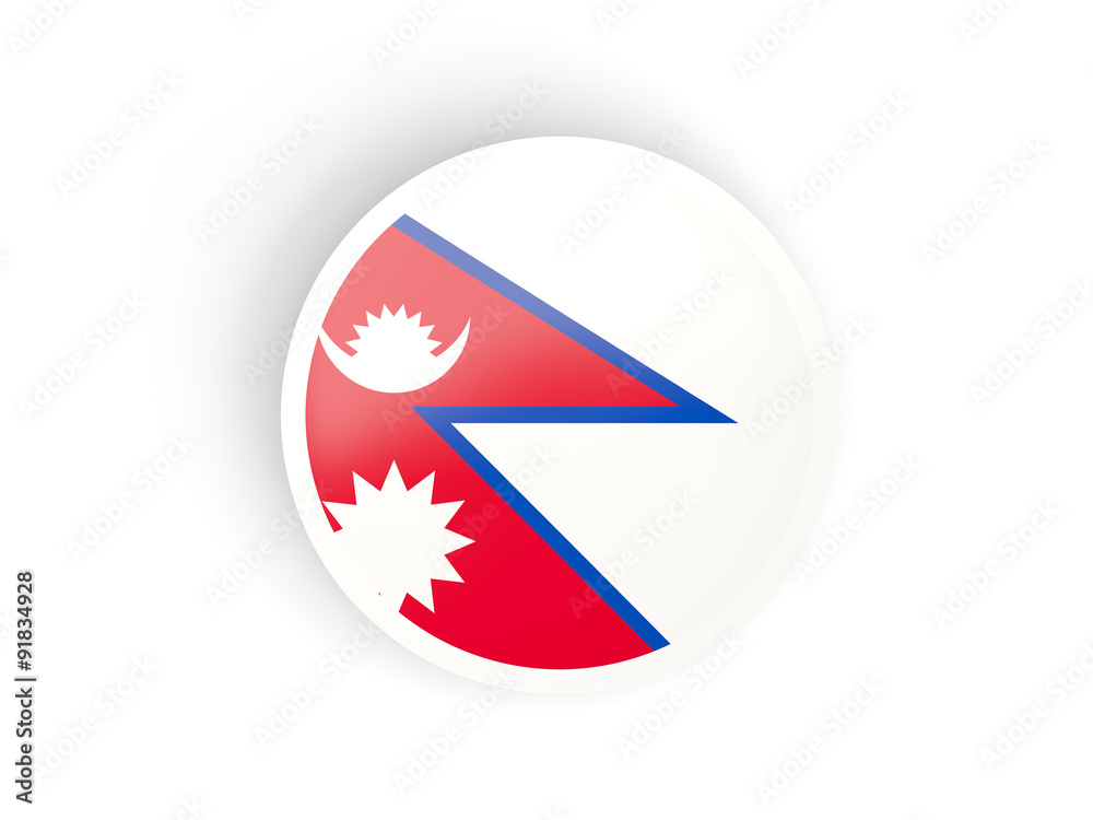 Obraz premium Round sticker with flag of nepal