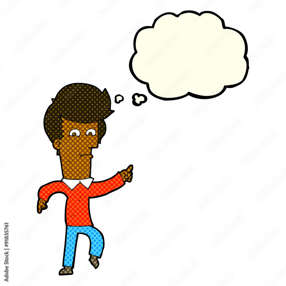 cartoon man pointing with thought bubble cartoon man pointing with thought bubble