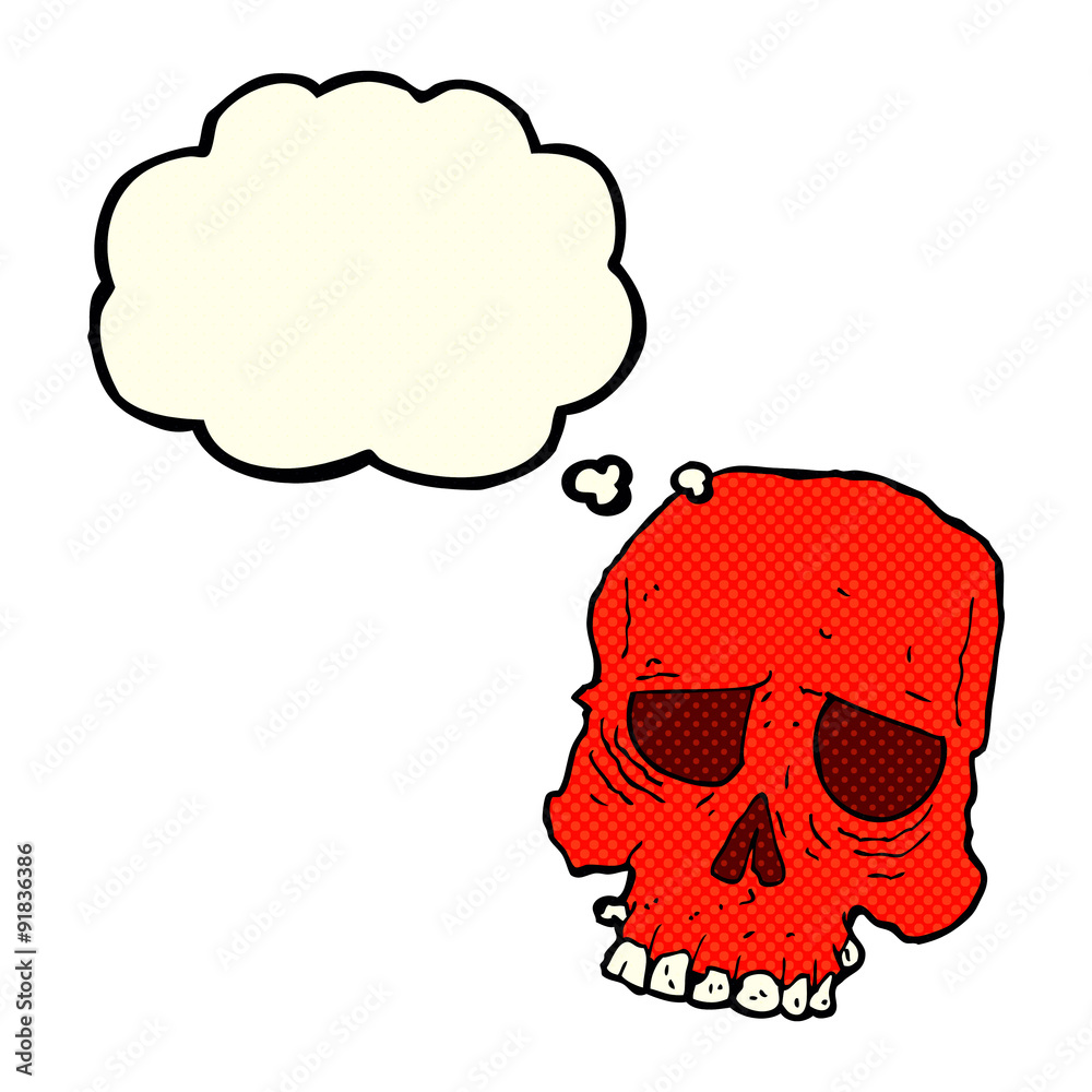 cartoon spooky skull with thought bubble cartoon spooky skull with thought bubble