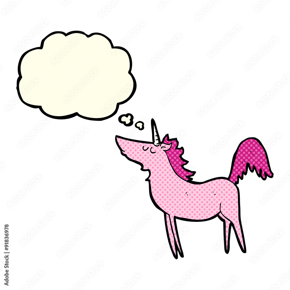 cartoon unicorn with thought bubble cartoon unicorn with thought bubble