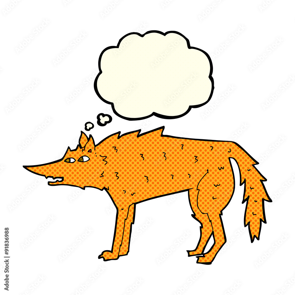 Fototapeta premium cartoon fox with thought bubble
