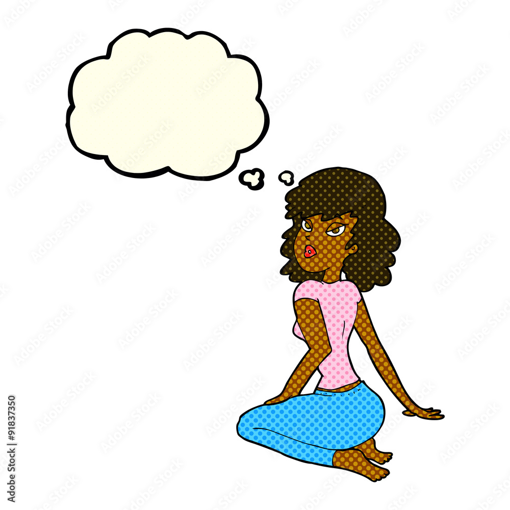 cartoon pretty woman with thought bubble cartoon pretty woman with thought bubble