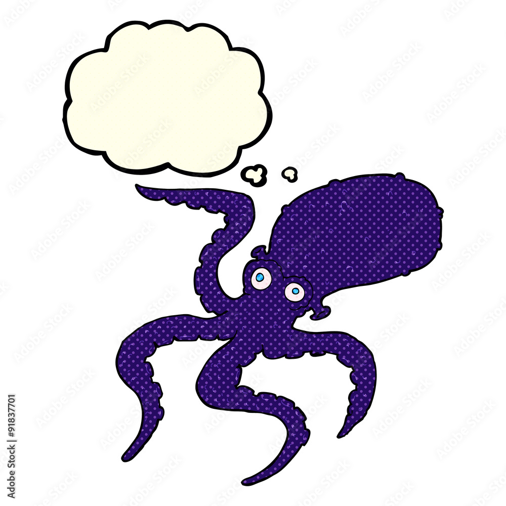 Fototapeta premium cartoon octopus with thought bubble