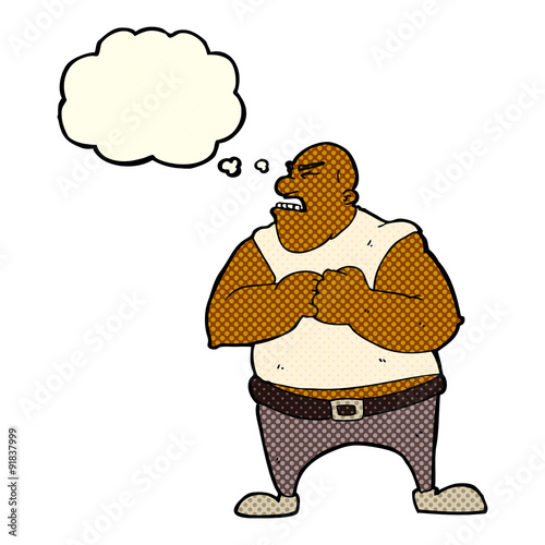 cartoon violent man with thought bubble