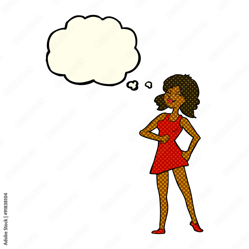 cartoon proud woman with thought bubble cartoon proud woman with thought bubble