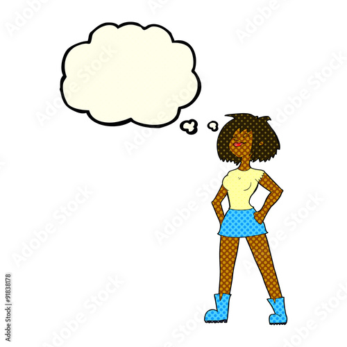 cartoon capable woman with thought bubble