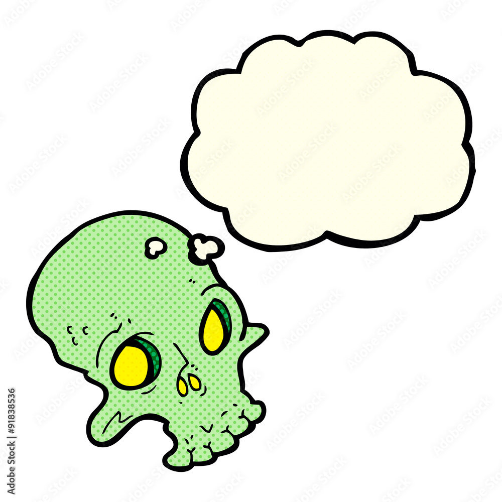 cartoon spooky skull with thought bubble cartoon spooky skull with thought bubble
