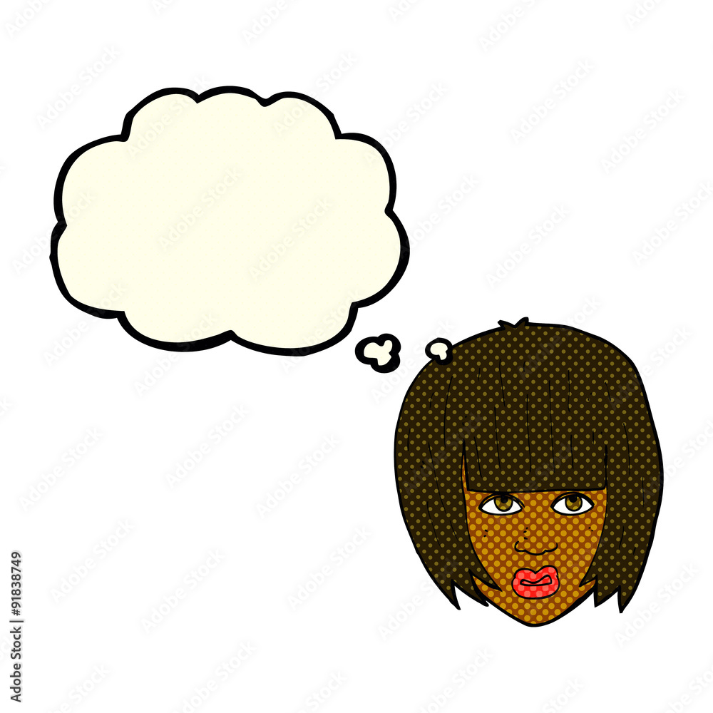 cartoon annoyed girl with big hair with thought bubble cartoon annoyed girl with big hair with thought bubble