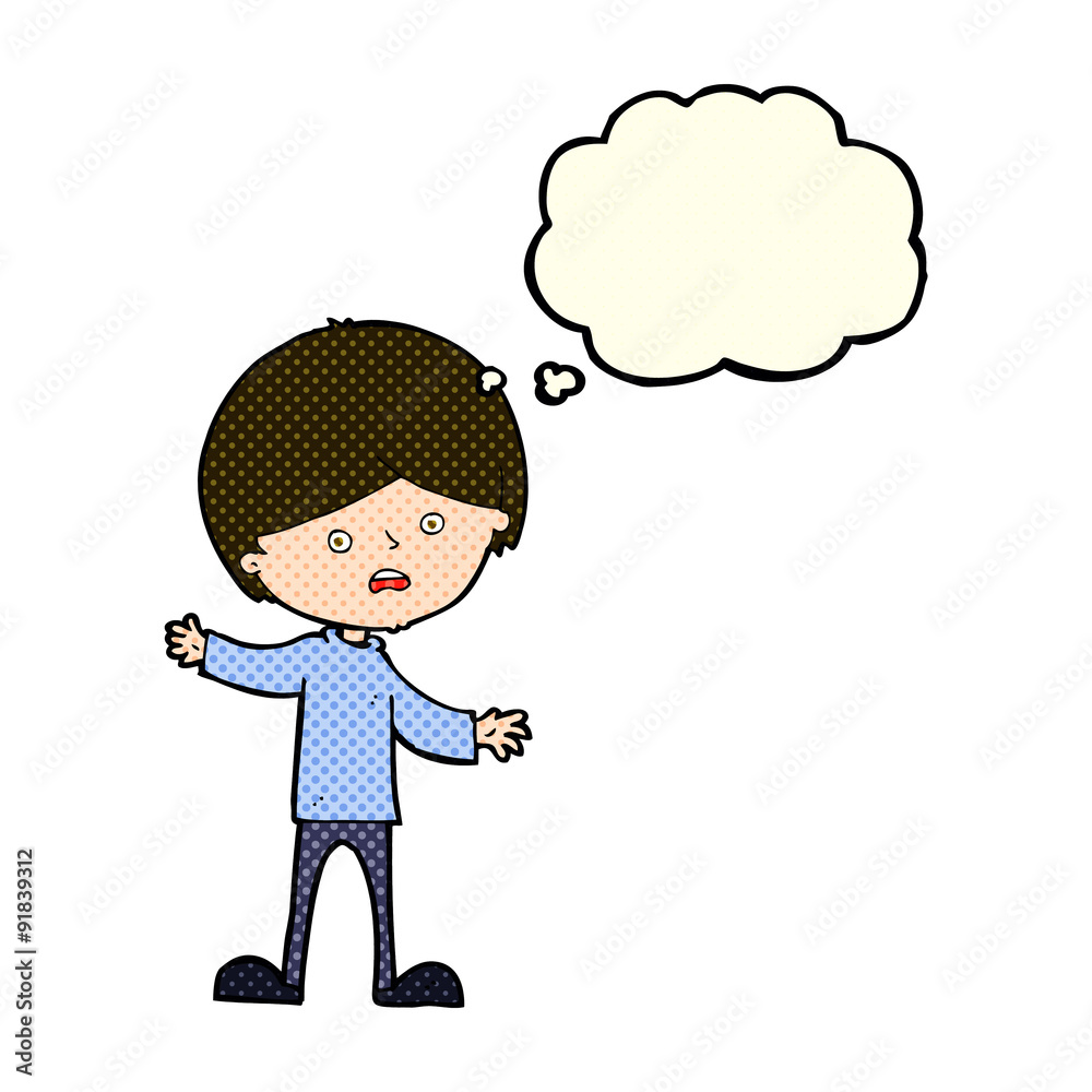 cartoon unhappy boy with thought bubble cartoon unhappy boy with thought bubble