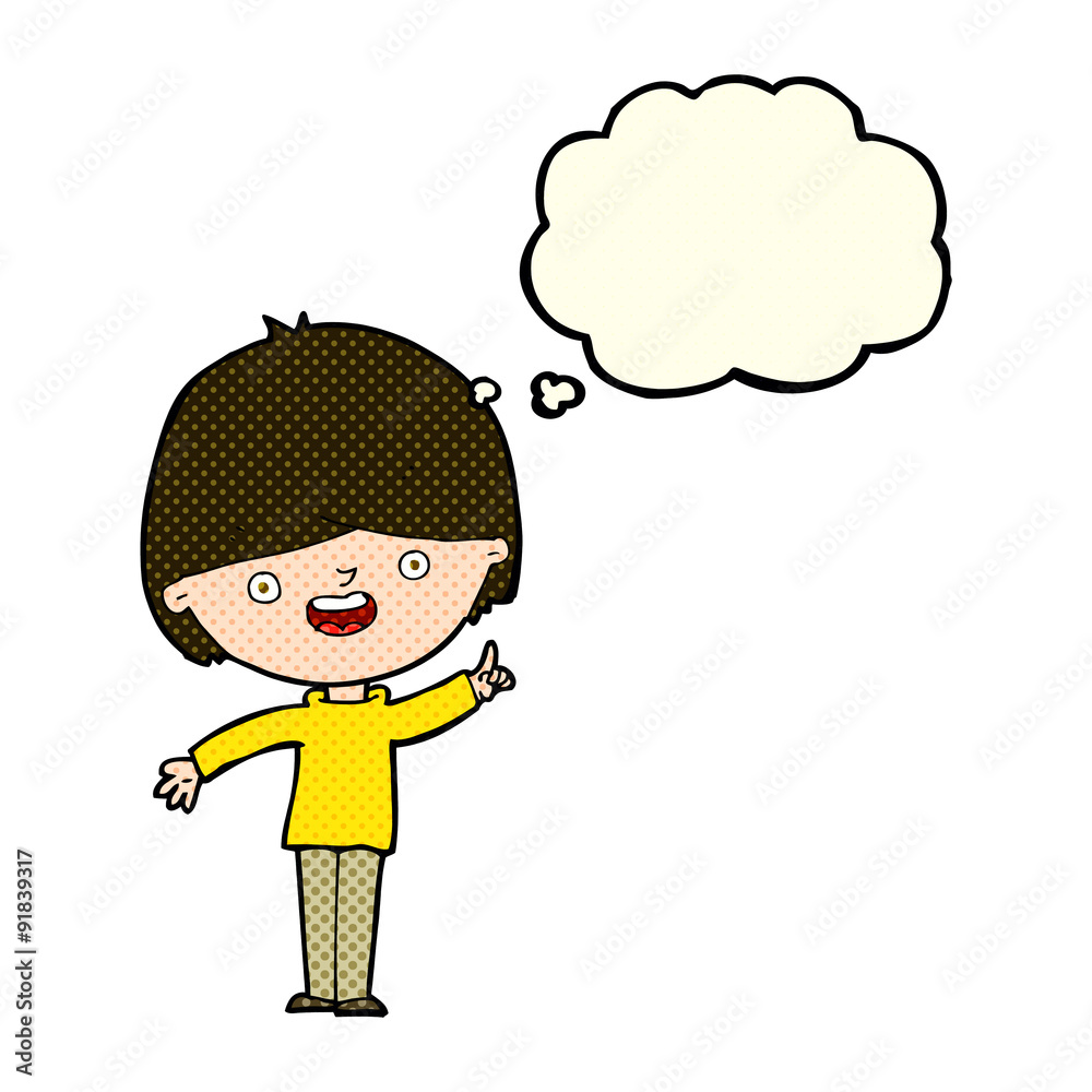 cartoon happy boy with thought bubble cartoon happy boy with thought bubble