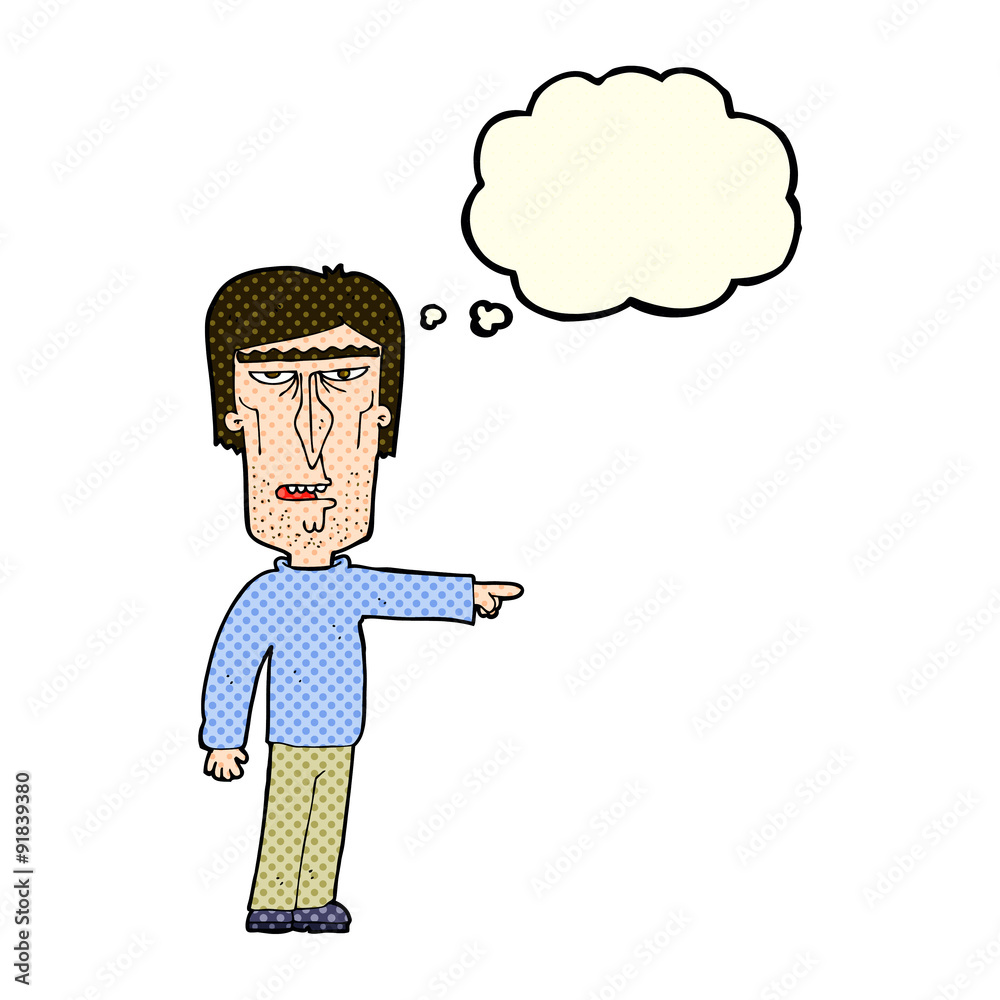 cartoon pointing man with thought bubble cartoon pointing man with thought bubble