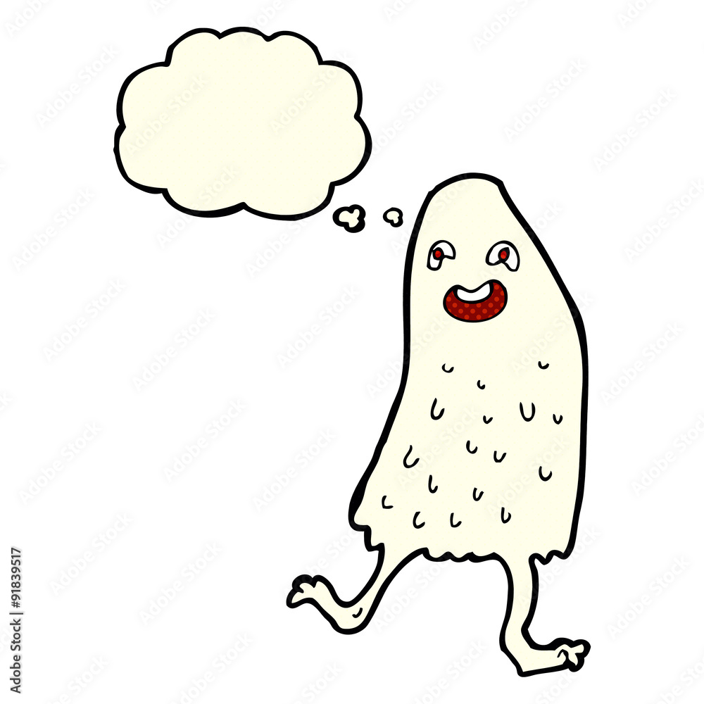 cartoon funny slime monster with thought bubble cartoon funny slime monster with thought bubble