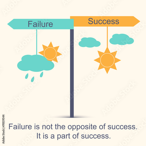 Sign showing directions to success and to failure. Choice and