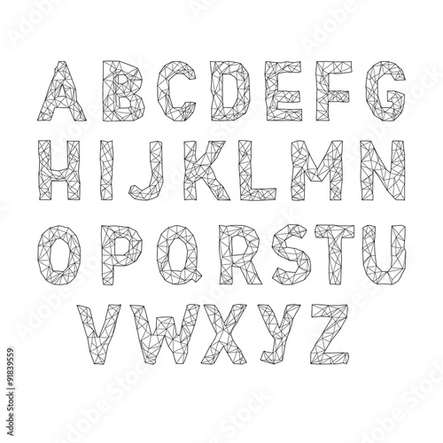 alphabet abc vector font. Type letters Lowpoly Outline with
