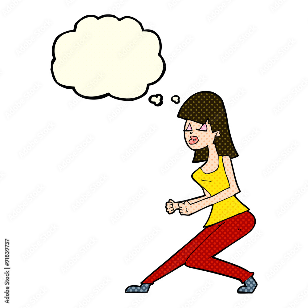cartoon crazy dancing girl with thought bubble cartoon crazy dancing girl with thought bubble