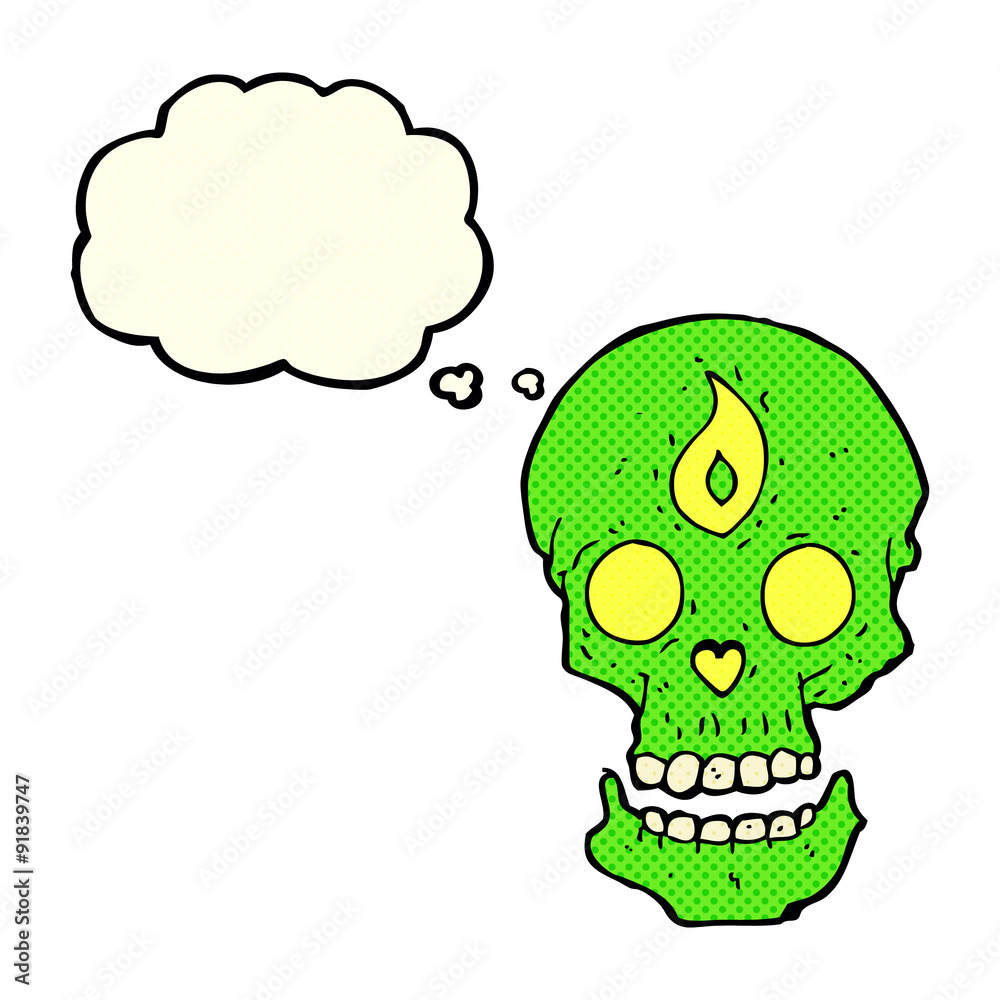 cartoon mystic skull with thought bubble cartoon mystic skull with thought bubble