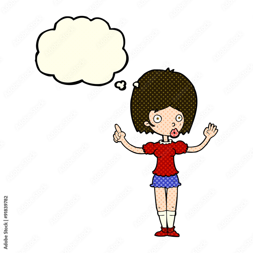 cartoon woman explaining her point with thought bubble cartoon woman explaining her point with thought bubble