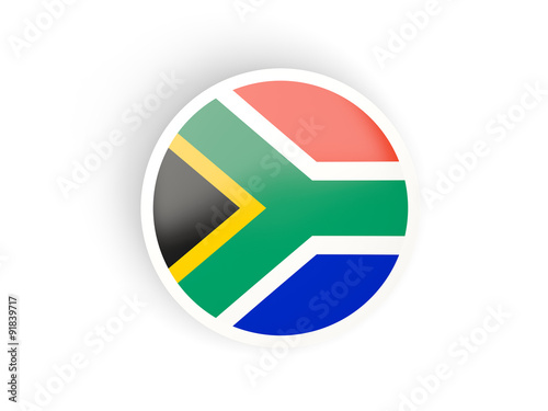 Round sticker with flag of south africa