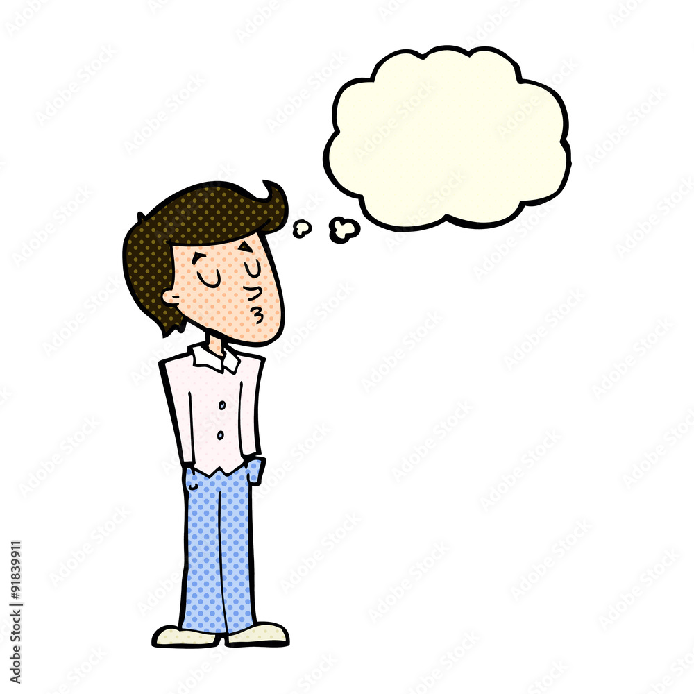 cartoon calm man with thought bubble cartoon calm man with thought bubble