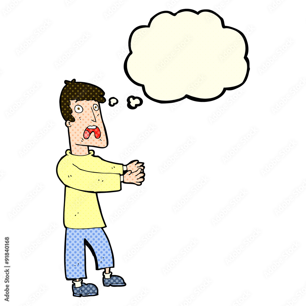 cartoon terrified man with thought bubble cartoon terrified man with thought bubble