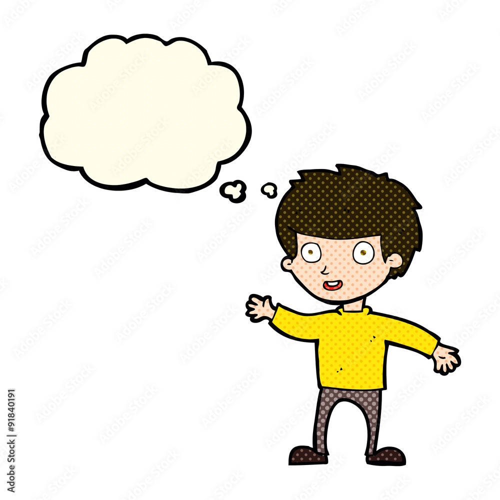 cartoon happy boy with thought bubble cartoon happy boy with thought bubble