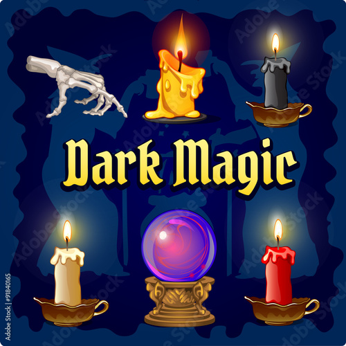 Magic objects on a dark blue background