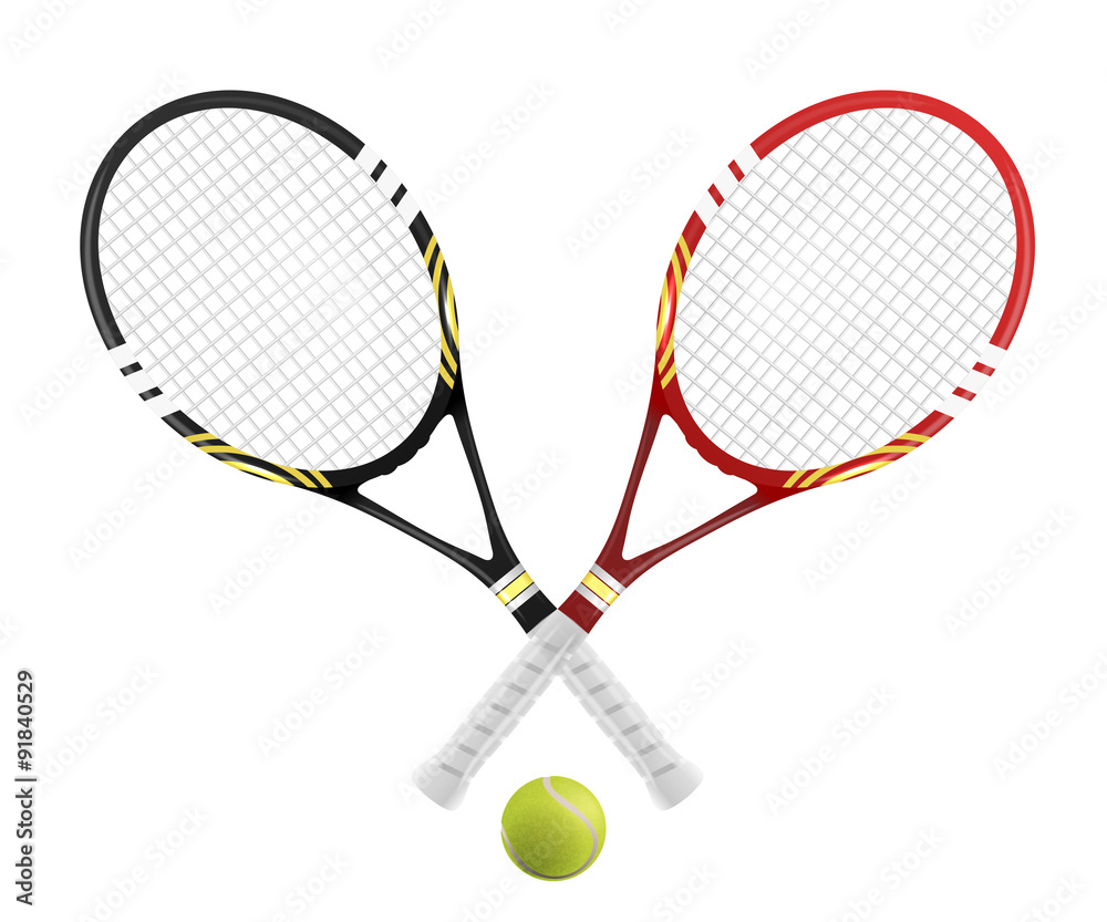 Two tennis racket and ball