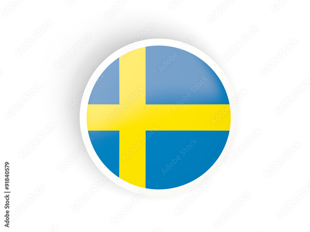 Round sticker with flag of sweden