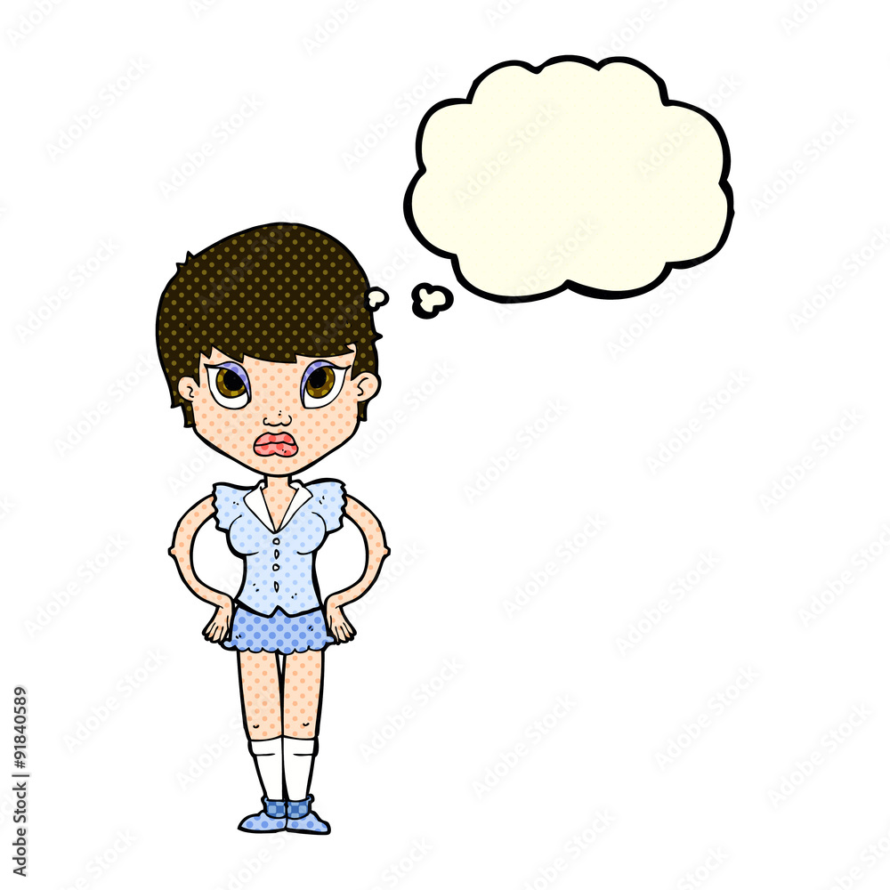 cartoon annoyed girl with thought bubble cartoon annoyed girl with thought bubble