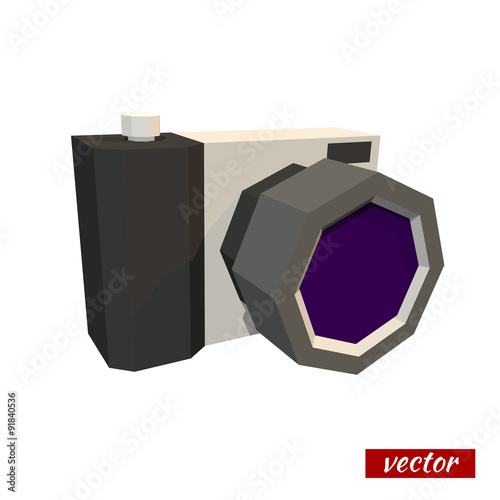 Low poly camera. Vector illustration
