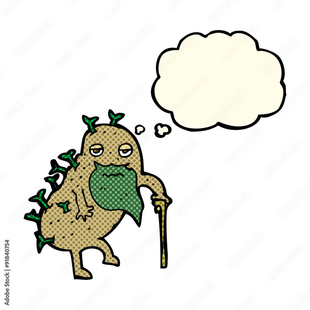 cartoon old potato with thought bubble cartoon old potato with thought bubble