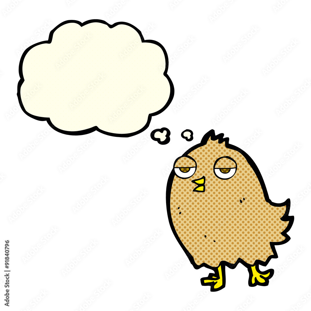 funny cartoon bird with thought bubble funny cartoon bird with thought bubble