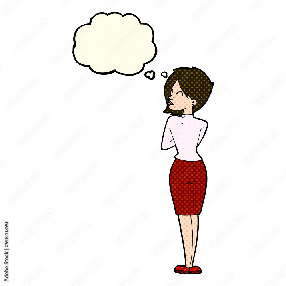 cartoon businesswoman ignoring with thought bubble cartoon businesswoman ignoring with thought bubble