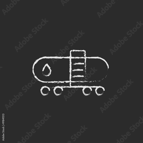 Oil tank icon drawn in chalk.