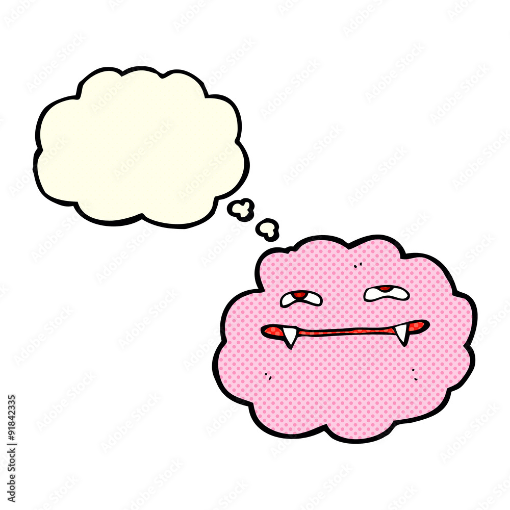 cartoon pink fluffy vampire cloud with thought bubble cartoon pink fluffy vampire cloud with thought bubble