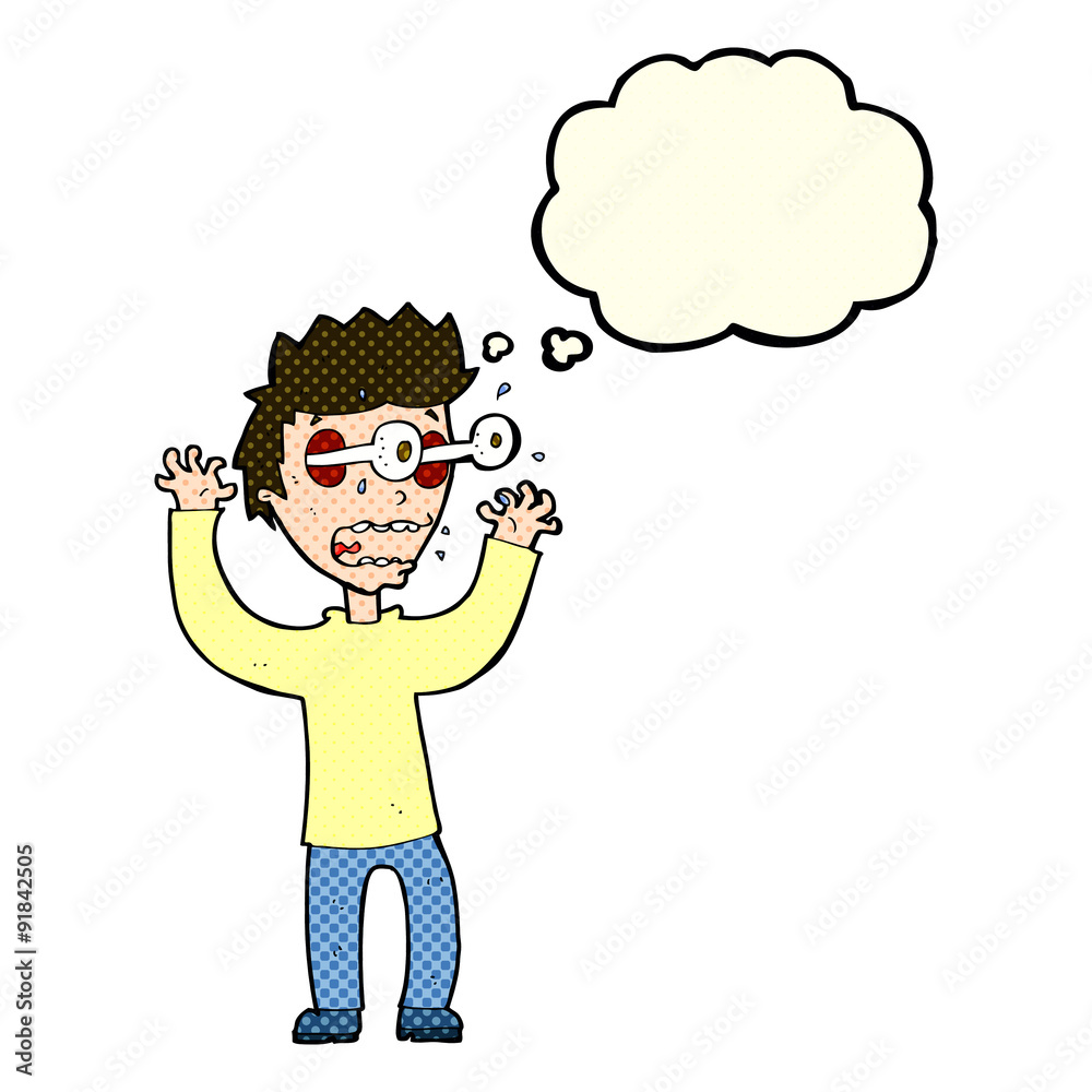 cartoon terrified man with thought bubble cartoon terrified man with thought bubble