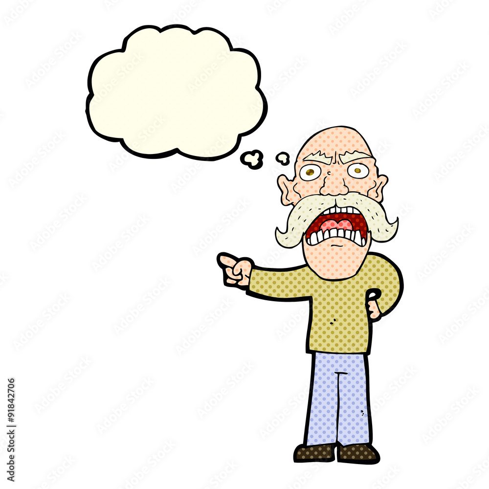 cartoon angry old man with thought bubble cartoon angry old man with thought bubble