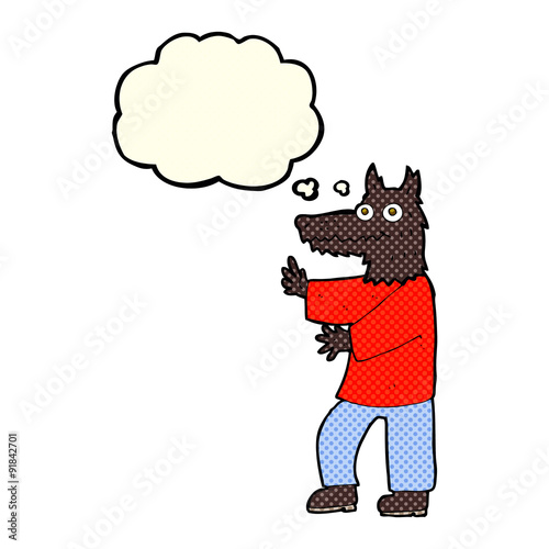 cartoon funny werewolf with thought bubble
