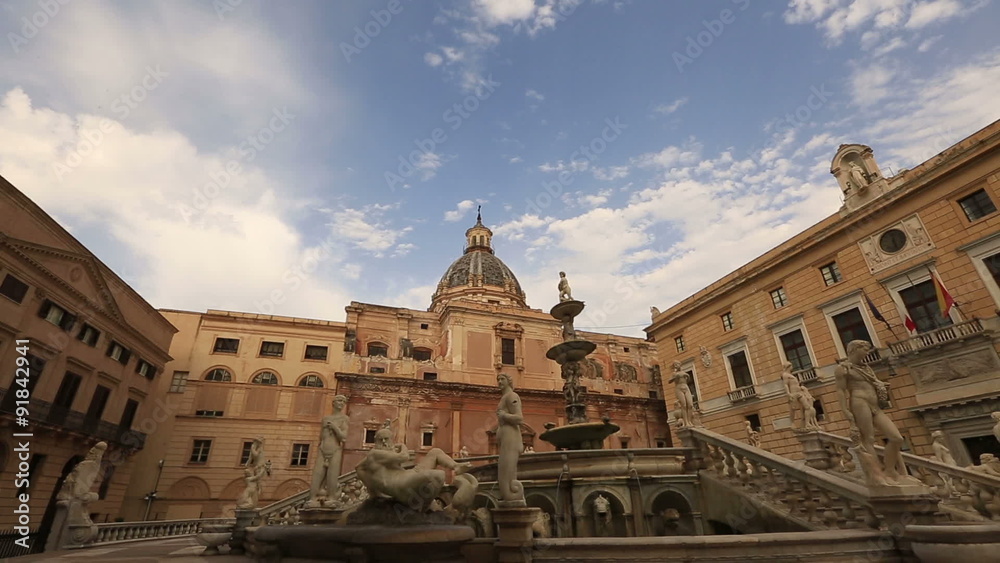 Time Lapse Fontana Pretoria of Piazza Pretoria at Palermo Sicily Italy Time Lapse Fontana Pretoria of Piazza Pretoria at Palermo Sicily Italy