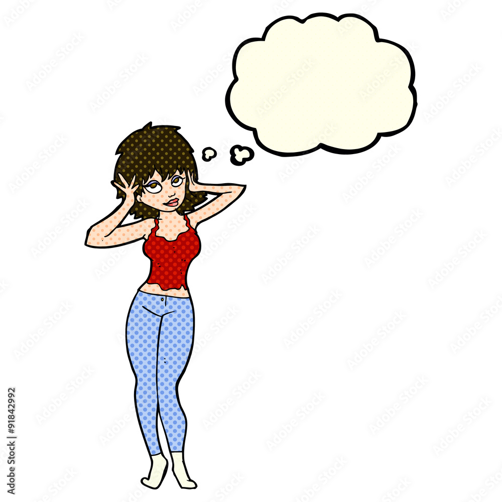 cartoon pretty woman with thought bubble cartoon pretty woman with thought bubble
