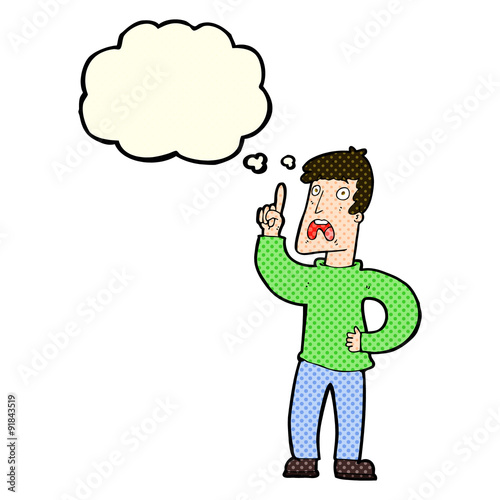 cartoon man with complaint with thought bubble