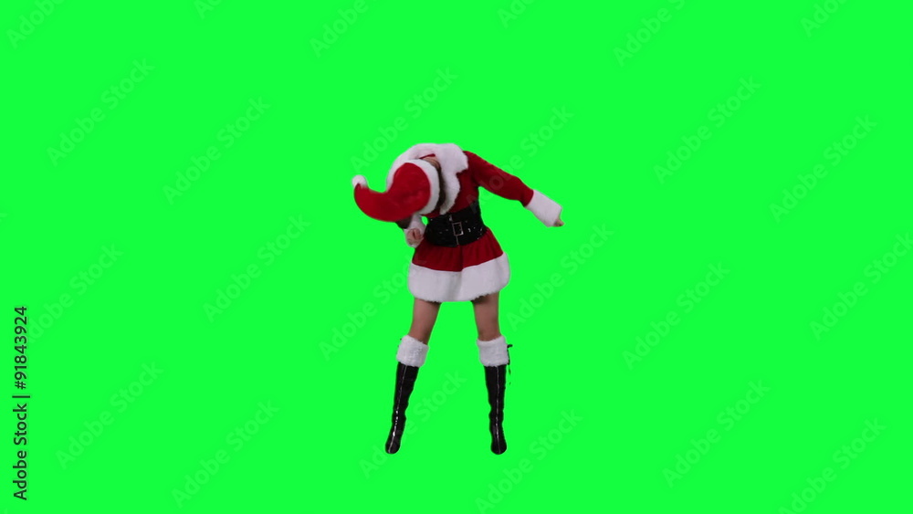 Sexy Santas Helper Dancing Chroma Key Green Screen Sexy Santa Girl