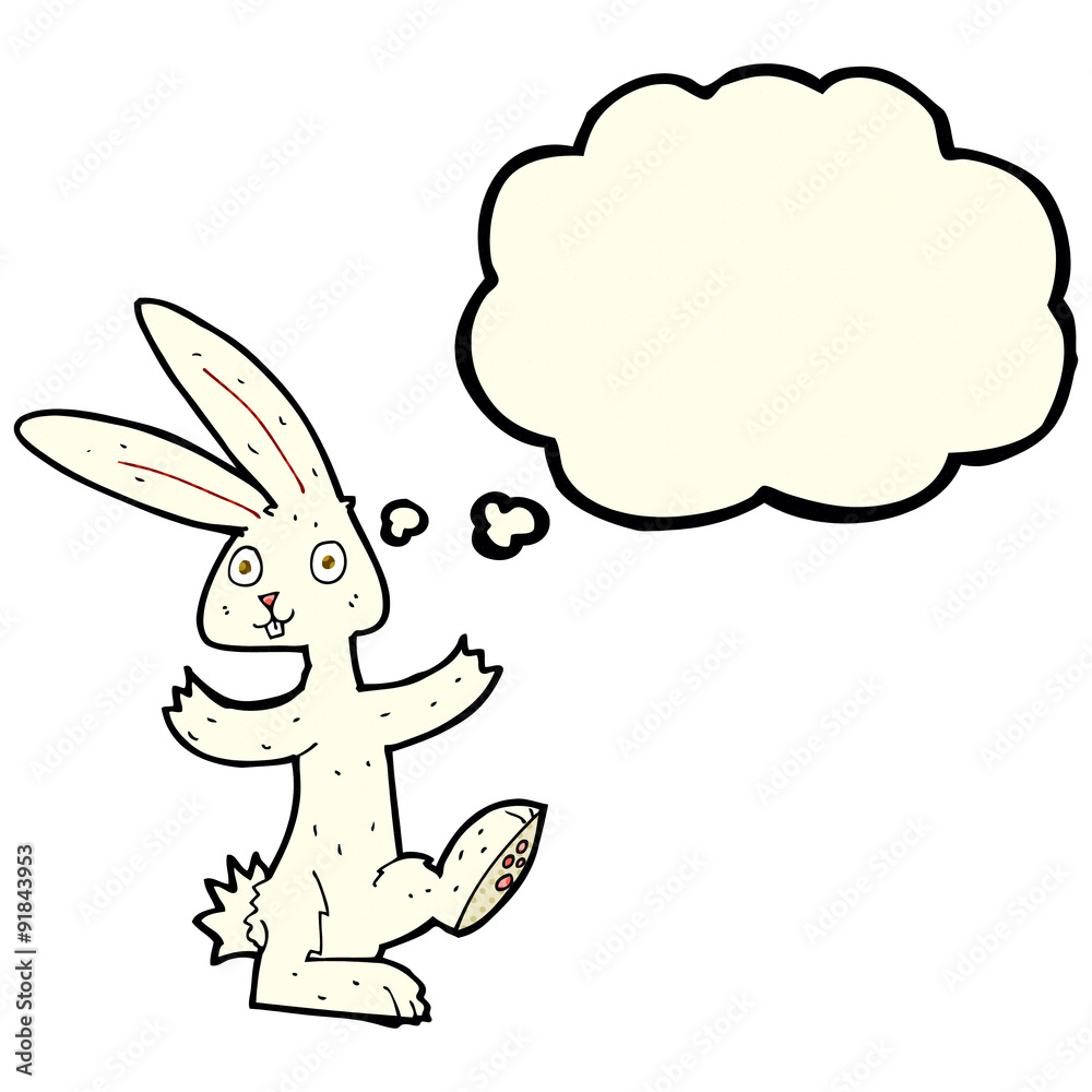 cartoon rabbit with thought bubble cartoon rabbit with thought bubble