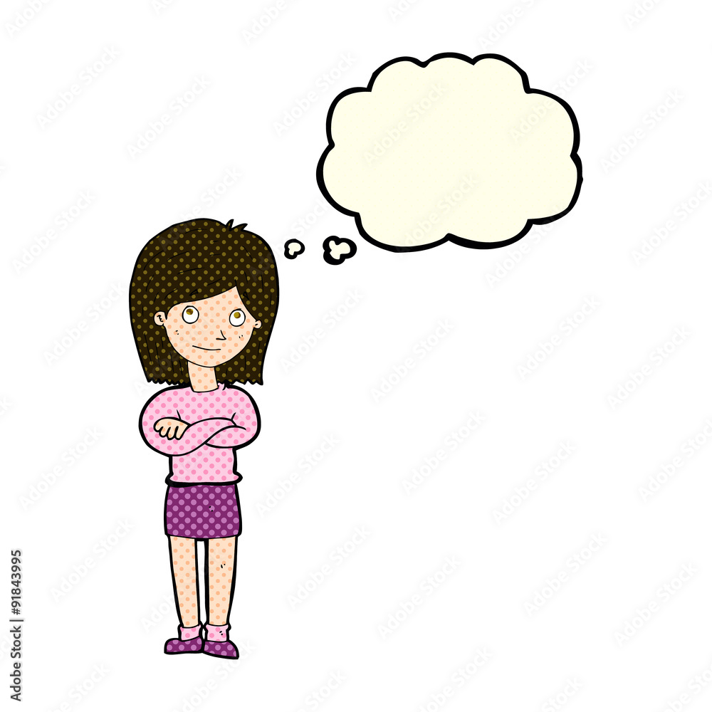 cartoon friendly girl rolling eyes with thought bubble cartoon friendly girl rolling eyes with thought bubble