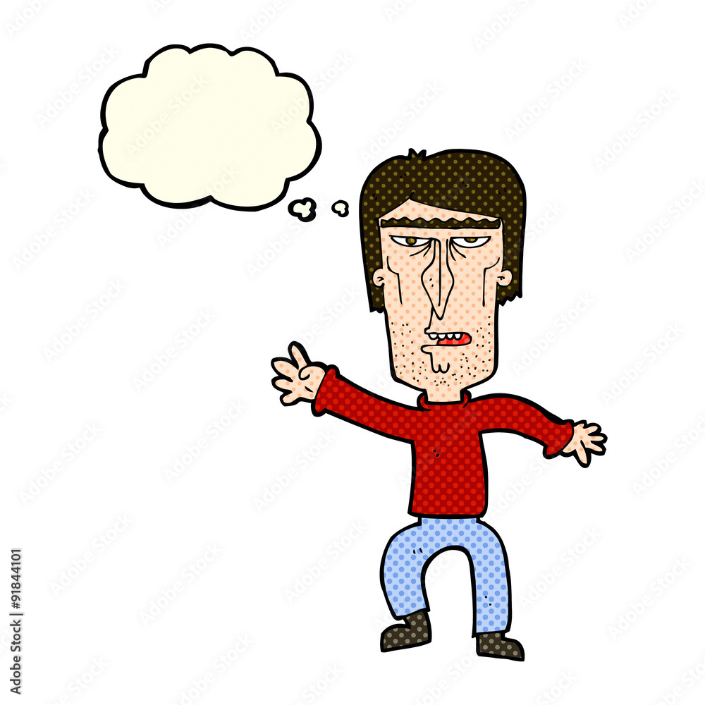 cartoon angry man waving warning with thought bubble cartoon angry man waving warning with thought bubble
