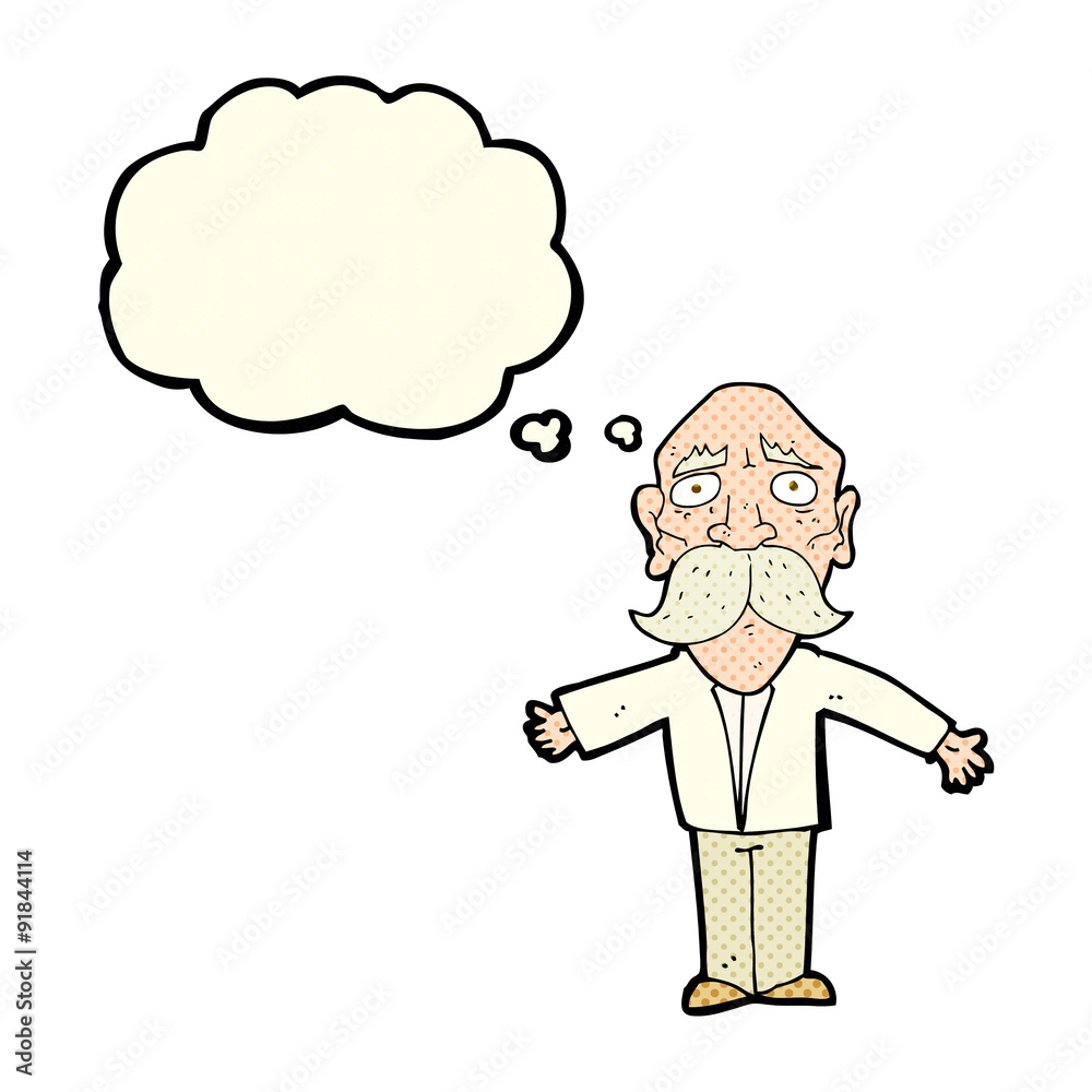cartoon disappointed old man with thought bubble cartoon disappointed old man with thought bubble