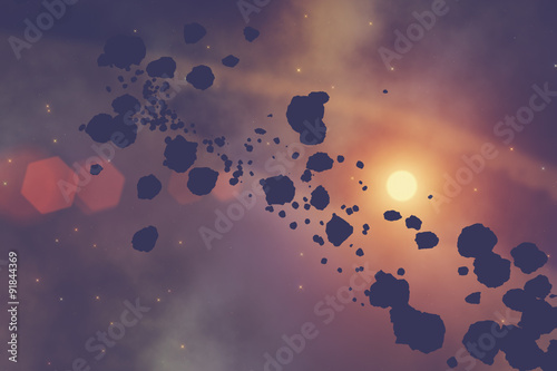 Fototapeta Naklejka Na Ścianę i Meble -  Steroid belt in a distant stellar system.