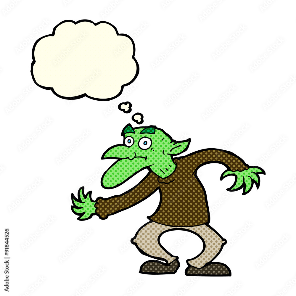 cartoon goblin with thought bubble cartoon goblin with thought bubble