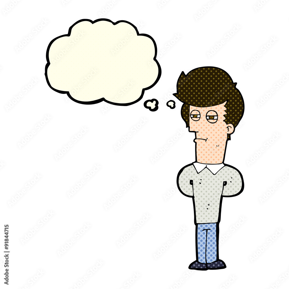 cartoon jaded man with thought bubble cartoon jaded man with thought bubble